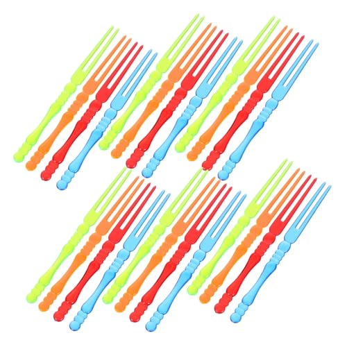 BESTonZON 200個透明プラスチック フルーツフォーク バンブーノットデザイン 食品用ピック 小型使い捨てフォーク デザート サラダ フルーツ向け