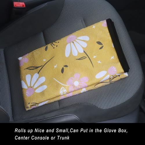 Image of Car Seat Cover Protector Front Seats,for Gym Workout,Running,Swimming,Beach and Hiking,Waterproof Sweat Towel Bucket Seat Covers for Cars SUV Trucks (Chamomile and Yellow, 1Pcs)