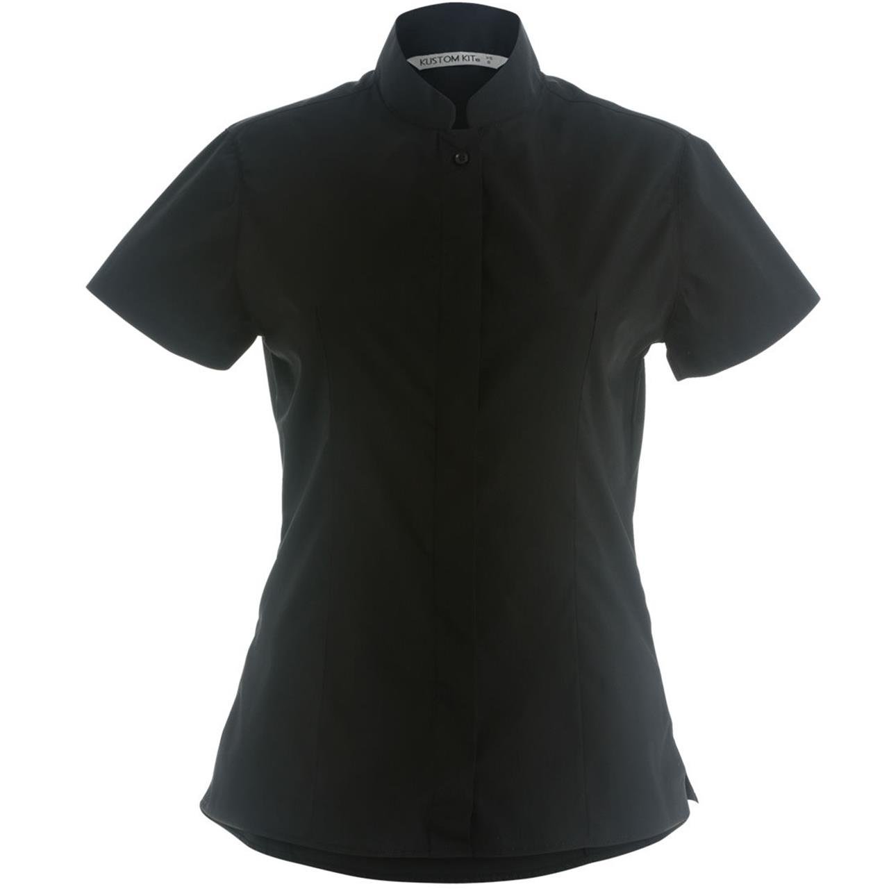 KUSTOM KITWomens Mandarin Collar Short Sleeve Fitted Shirt