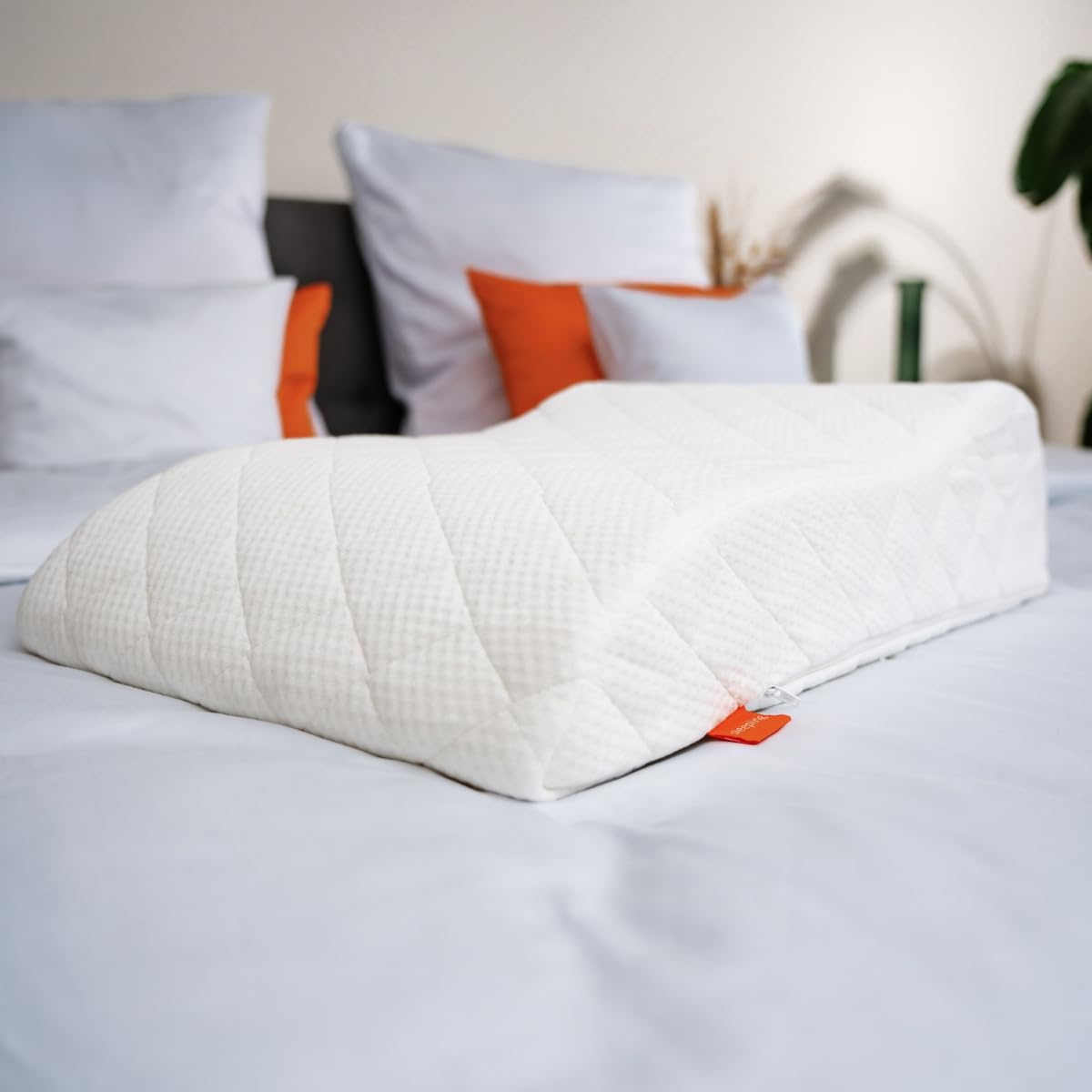 sleepling 190114 Oreiller de veine | Jambières | Mélange de Coton | Lavable 60 degrés | Ökotex 100 | Fabriqué en UE | 40 x 68 x 16.5, Blanc
