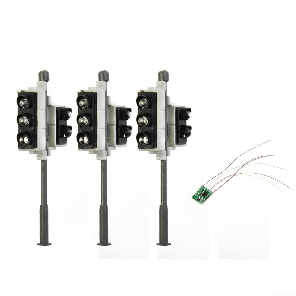 3 Pcs OO Gauge 1:72 Scale Traffic Lights with Pedestrian Signals & LEDs for Model Railway Layout Accessories - Image 3