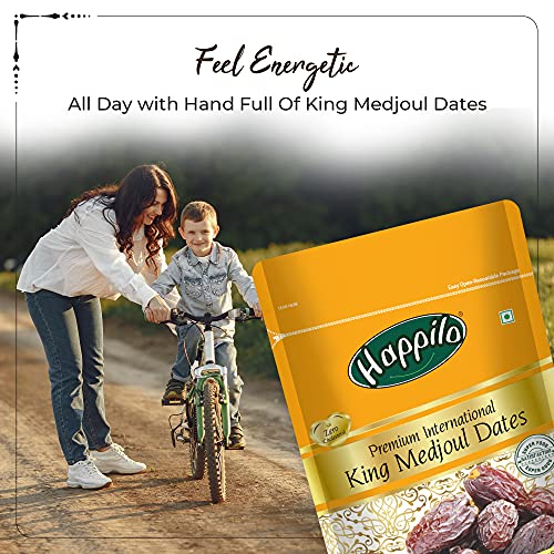Image of Happilo Premium International King Medjoul Dates 200g | Khajur, Khajoor | Dry Fruits | Dates in Fresh | Healthy Snacks | Dry Dates | Soft Chewy Texture | Sweet Caramel Taste (Pack of 3)