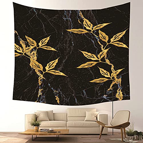 Tapiz de pared de poliéster de alta calidad en negro y dorado con hojas 4