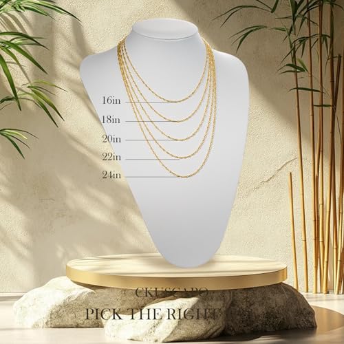 2MM 14K Gold Chain for Women Cute Thin Golden Chain for Men Dainty Gold Necklace for Women Non Tarnish Singapore Twist Chains Strength Meets Style Golden Jewelry for Womens 16-24IN3
