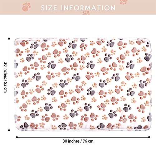 Pedgot 4 Pieces Fluffy Dog Blankets with Paw Print 30 x 20 Inches Soft and Warm Pet Throw Blankets Sleep Bed Mat for… - Image 3