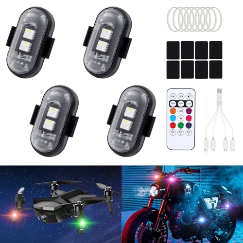 HOVIN 4 Stück Kabellose LED Lichter,Strobe Flash Light mit 8 Farben,LED Blitzlicht mit Fernbedienung,WirelessLED Lights