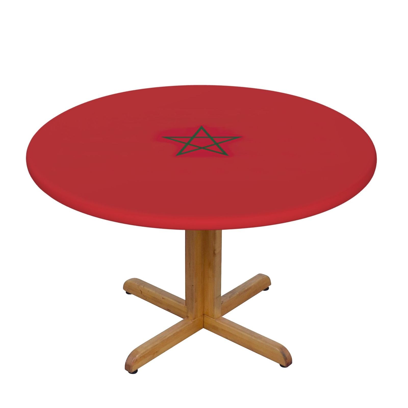PPHGUT Flag of Morocco Print Round Tablecloth Family Table Cover Kitchen Wedding Party Everyday Outdoor