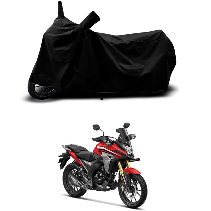 Image of 100% Scratchproof /UV-Rays /Heat Protection /Birds Dropping /Water Resistant /Dust Proof /Waterproof /Full Bike Scooty Two Wheeler Body Cover Compatible for Honda CB200X DX All Varients[Black]