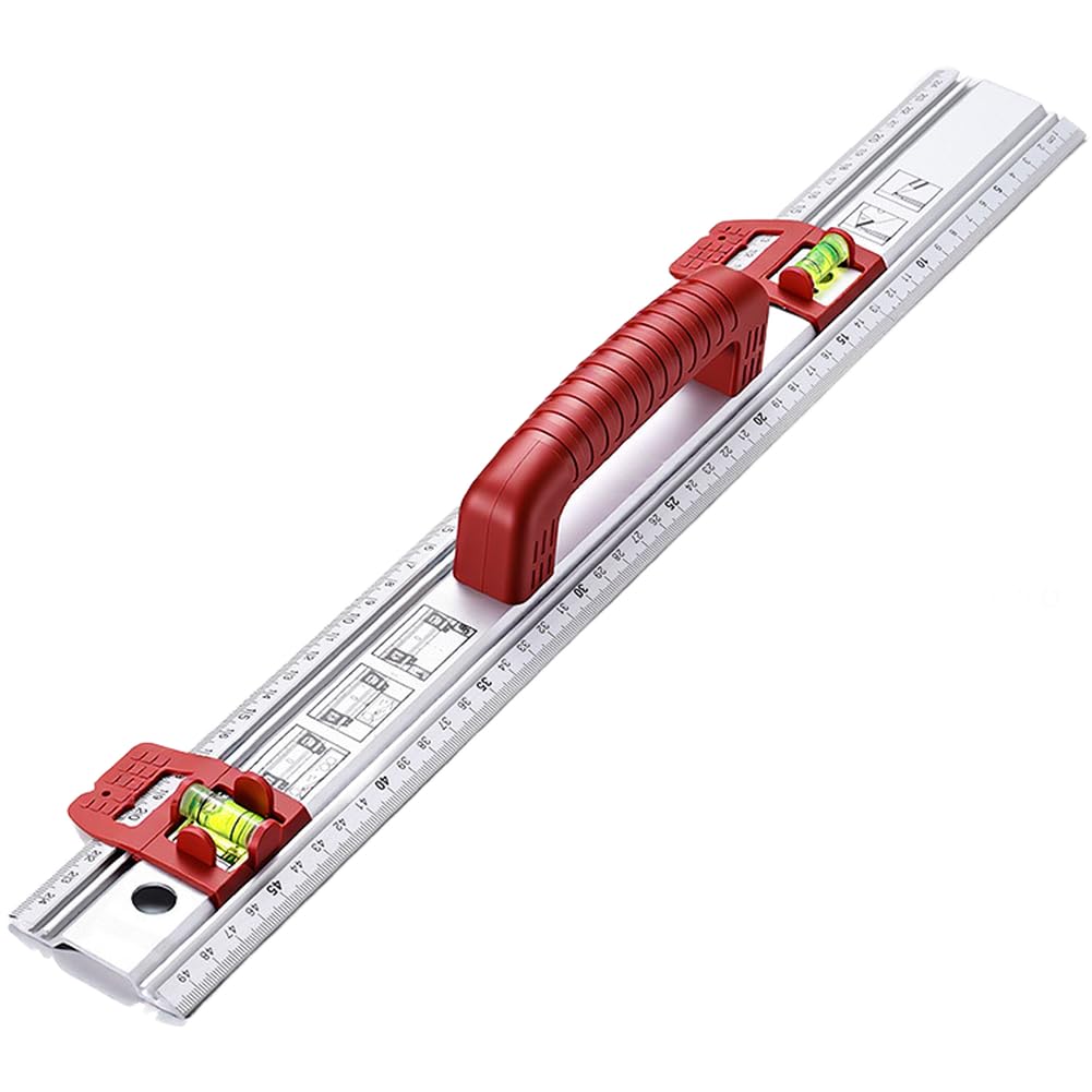 ZYWUOY Règle droite en alliage d'aluminium, double niveau à bulle pour le travail du bois et l'installation de carrelage, métrique précise et pour outil de mesure impériale
