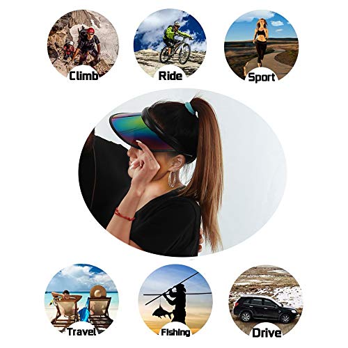 Sun Visor Hats Women Men Uv Protection Clear Colorful Visors Clip On Wide Brim Hat Leisure Outdoor Sport Beach Golf Summer Cap (Black) #TOP2