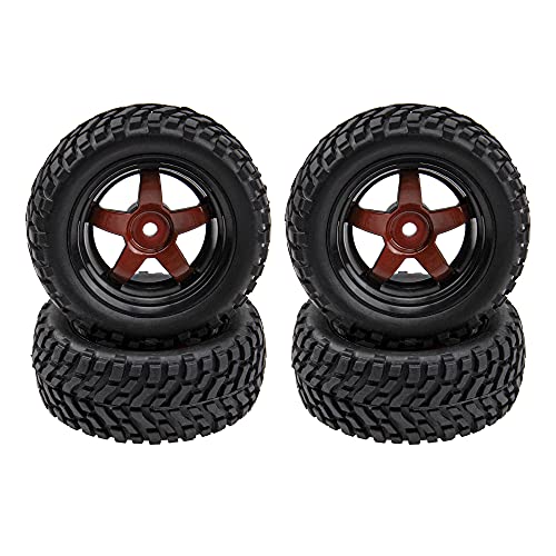 HIRCQOO 12mm Hex Hub 75mm/2.95'' Rubber Tires & Plastic Wheel Rims with Foam Compatible with HSP Tamiya HPI Kyosho 1/10 On-Road Touring Car,WLtoys 1/14 144001 RC Buggy (5-Spoke)
