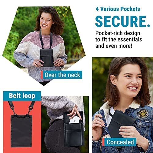 Yoyi Yoyi Rfid Polyester Passport Holder Cover Travel Documents Organizer Wallet Id Card Case Travel Neck Wallets Pouch Bag With Adjustable Soft Strap Black #TOP3