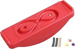 PHASFBJ Kids Rocking Seesaw Balance Board, Plastic Balance Board with 3 Balls for Kids Sensory Integration Training, Spinning Balance Board and Agility Trainer,Red,1