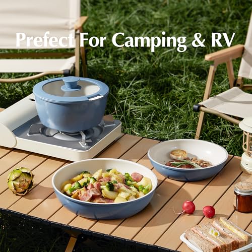 Redchef 5pcs Ceramic Pots and Pans Set Non Stick, Nonstick Kitchen Cookware Set with Detachable Handle, PFAS PFOA & PTFE Free, RV Ceramic Cookware Set for Camping, Oven Safe(Blue - Image 5