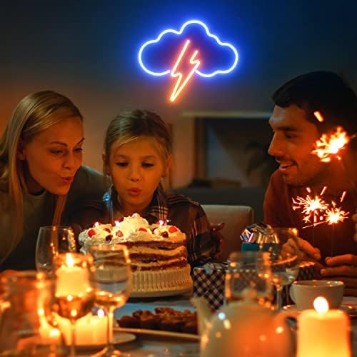 Koicaxy Neon Sign, Acrylic Cloud Lightning Led Neon Light Wall Light Led Wall Decor, Battery or USB Powered Light Up Acrylic Neon Sign for Bedroom, Kids Room, Bar, Party, Christmas