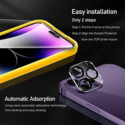 ivoler [7 in 1 Screen Protector Compatible with iPhone 14 Pro Max, 3 pack Tempered Glass Film and 3 pack Camera Lens Protectors with a Installation Alignment Aid, Bubble-Free, HD Clear, 6.7-Inch