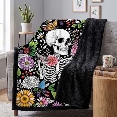 DIY Gothic Floral Skull Coloring Blanket with 24 Fabric Markers — 사진 3