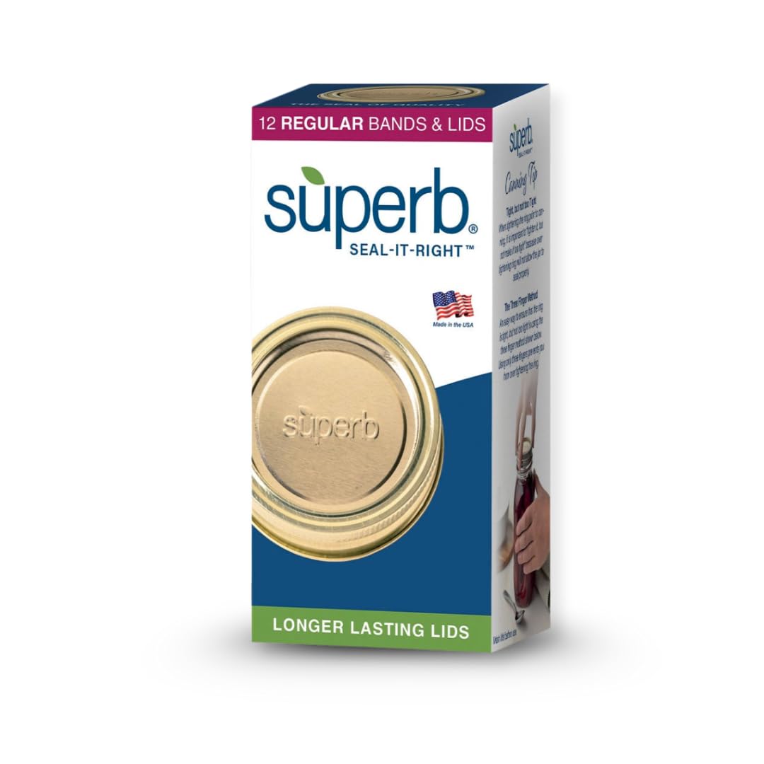 Superb Regular Mouth Mason Jar Canning Lids with Bands/Jar Rings – Made in the USA