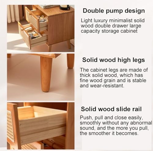 Table d'appoint en bois pour petits espaces, solution idéale de rangement compact en rotin - 5