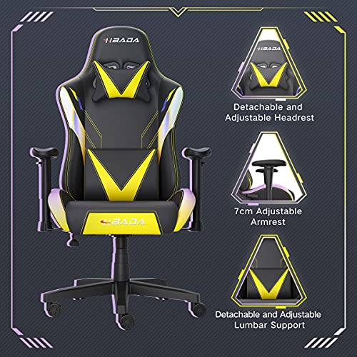 Hbada Gaming Chair Ergonomic Racing Computer with Height Adjustment Headrest and Lumbar Support E-Sports Swivel - Thumbnail 3