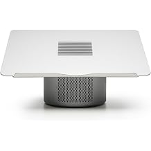 Mossion M1 Laptop Stand with Cooling Fan, Bluetooth Speakers & USB Hub - Silver Metallic | 360 Rotating Aluminum Ergonomic Laptop Stand for Laptops up to 18"
