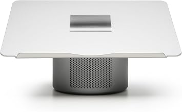Mossion M1 Laptop Stand with Cooling Fan, Bluetooth Speakers & USB Hub - Silver Metallic | 360° Rotating Aluminum Ergonomic Laptop Stand for Laptops up to 18"
