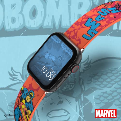 Marvel Ñ Captain America Black Light Smartwatch Band - Officially Licensed, Compatible With Every Size & Series Of Apple Watch (Watch Not Included) #TOP2