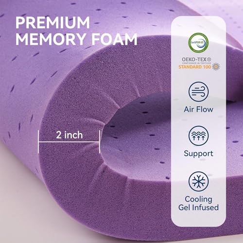 BDEUS Dual Layer 5 Inch Memory Foam Mattress Topper Full Size, 2 Inch Gel Memory Foam Plus 3 Inch 1450 GSM Down Alternative Quilted Pillow Top Mattress Pad Cover,White by BDEUS - Image 5