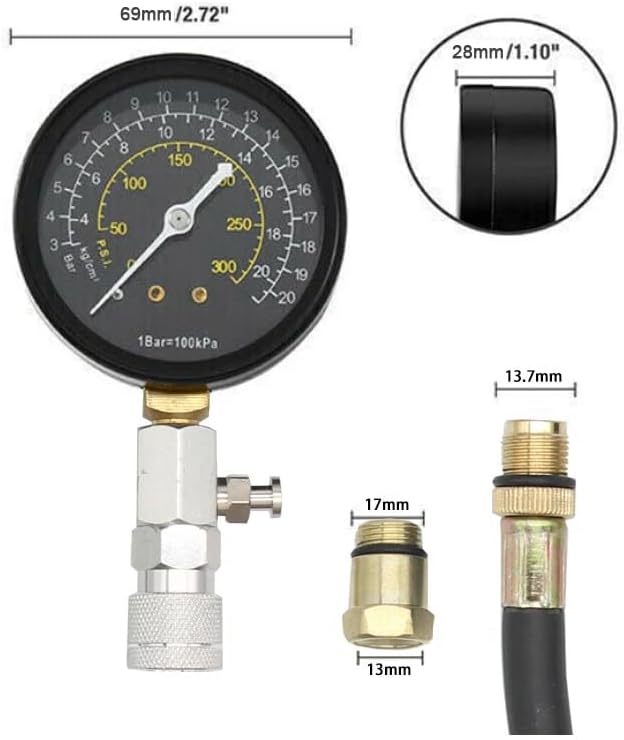 Engine Cylinder Compressions Tester Kit 0-300PSI Pressure Gauge Check Test Tool Automotive Repairing Tool