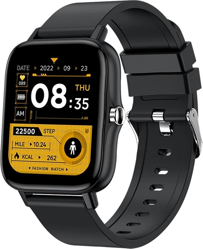 Giordano Connex Black Smart Watch with Bluetooth Voice Calling,1.7” IPS Display, Heart & SpO2 Monitoring,Multi-Sports Modes,Sleep Monitor & IP68 Water Resistance with in-Built Microphone and Speaker