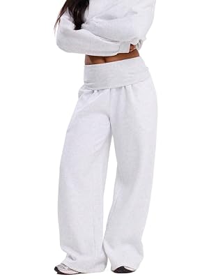 Womens Pants Plain Low Waist Wide Leg Loose Casual Trousers for Women