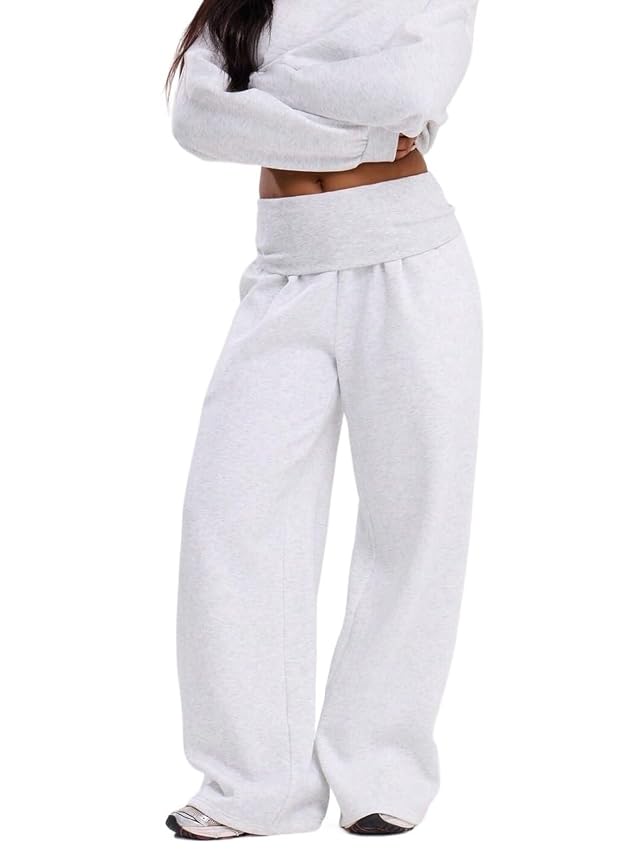 Womens Pants Plain Low Waist Wide Leg Loose Casual Trousers for Women