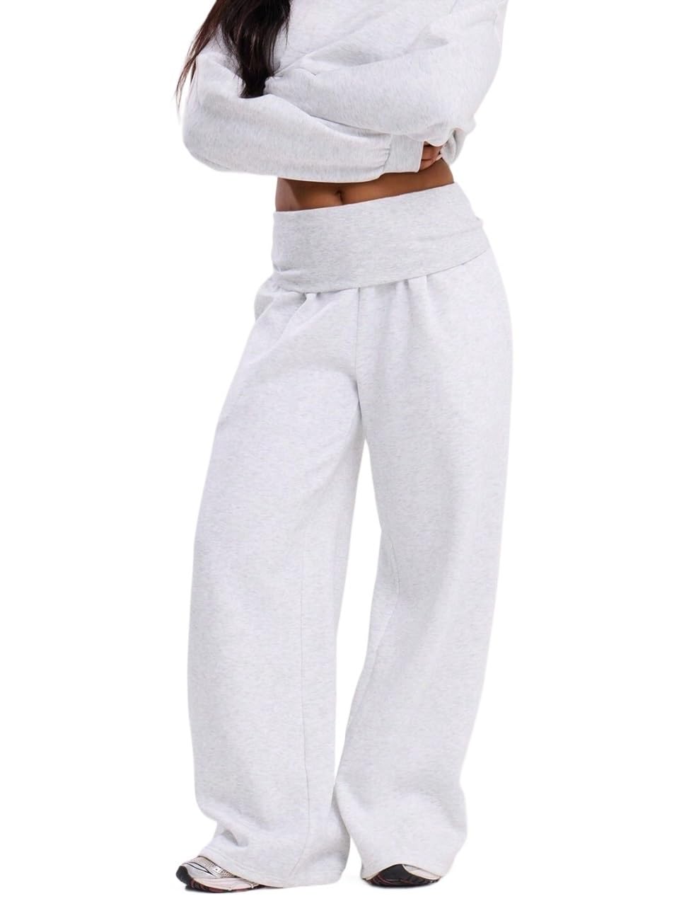 Womens Pants Plain Low Waist Wide Leg Loose Casual Trousers for Women