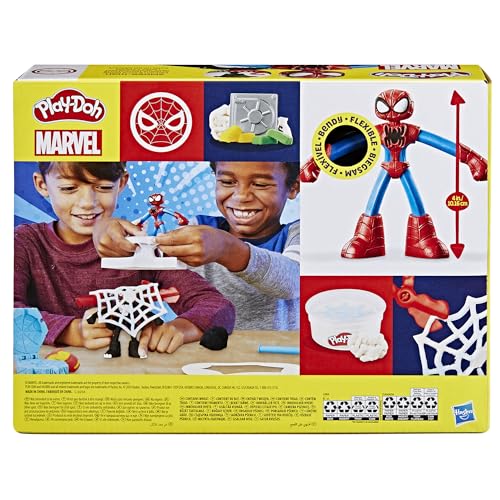 Play-Doh Marvel Spider-Man Netz-Action Set, 2 Spielfiguren und vielen Knetformen, 4 Dosen Modelliermasse in passenden Farben, kreatives für Kinder ab 3 Jahren