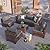 Amopatio 7 Piece Outdoor Patio Furniture Set, Rattan Conversation Sectional Sets for Deck, Patio Couch with Tempered Glass Tea Table, Thickened Grey Cushions for Porch Backyard Lounge