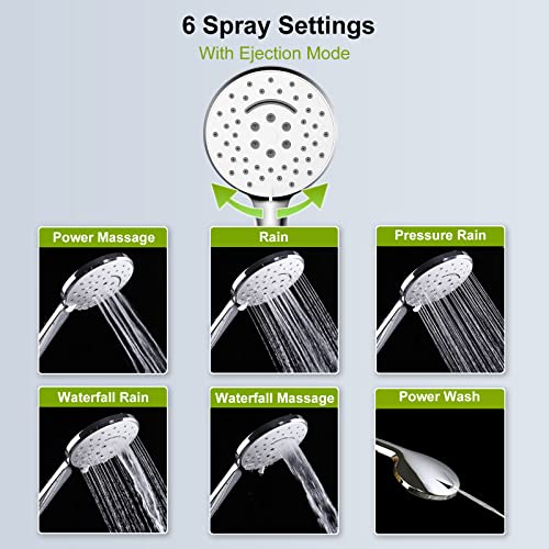 Shower Head, High Pressure Shower Head With Handheld, Extra Long 80" Stainless Steel Hose, Hand Held Detachable Showerhead With Jet Modes, Chrome #TOP1