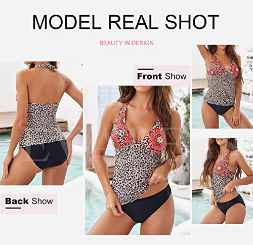 Evaless Tankini Bathing Suits For Women 2 Piece Flower Printed Patchwork Sexy Strappy Womens Tummy Control Swimsuits Tankini Tops With Drawstring Skirt 2023 Fashion Swimwear Multicolor Medium #TOP2
