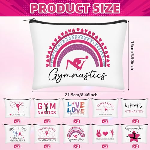 20 Sets Gymnastics Gifts Gymnastics Makeup Bag for Women with Compact Mirror Inspirational Cosmetic Bag Gymnasts Inspirational Gifts Gymnastic Coach Gift for Sports Lovers Birthday Christmas Gift2