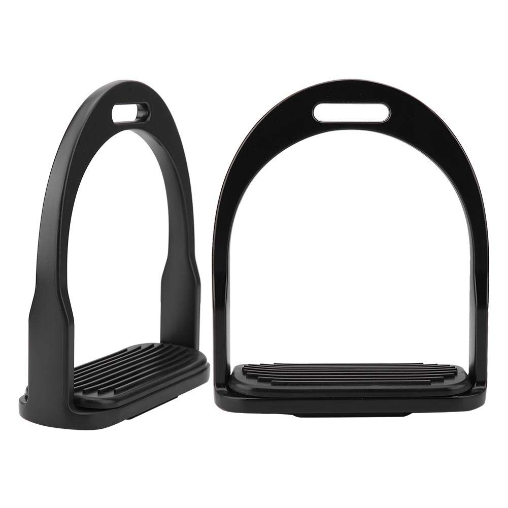 Nikou Estribos para Caballos - Fundición a presión Acero Inoxidable Color para Montar Aluminio con Alfombrilla de Goma para Caballos Gran Capacidad de Carga(Negro)