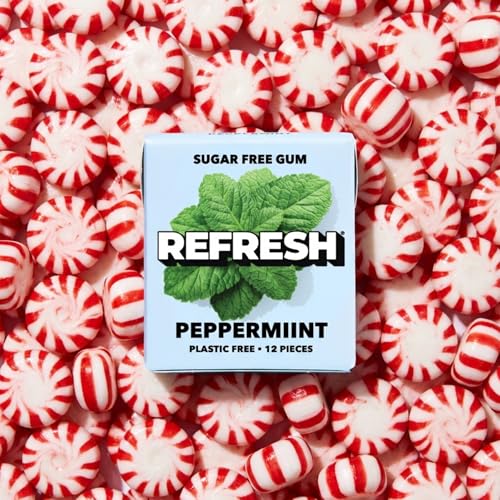 Image of Refresh Plant Based Gum, Sugar Free, Xylitol, 12 Pcs, 6 Pack (Peppermint)