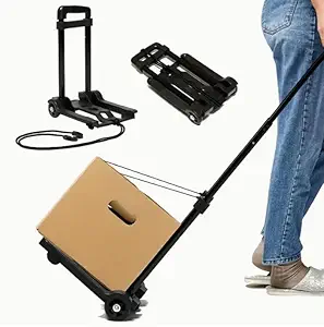 Kresal Folding Hand Truck, 110 Lbs Capacity 2 Wheels Heavy Duty Solid Construction Trolley, Portable Fold Up, Luggage Cart for Luggage, Shopping, Moving