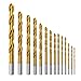 Titanium Drill Bit Set, 14PCS Meterk Rotary Hammer Drill Bit Kit, Titanium Coated High Speed Steel Hardness HRC64-66, for Concrete, Tile, Brick, Plastic, Wood, Metal etc