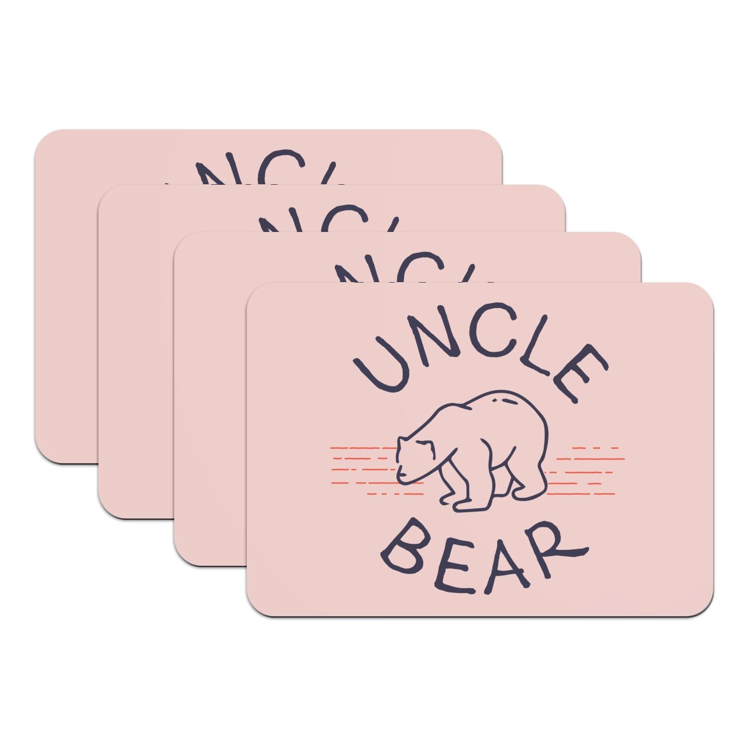 Lot de 4 sets de table rose Uncle Bear Family en caoutchouc grand format