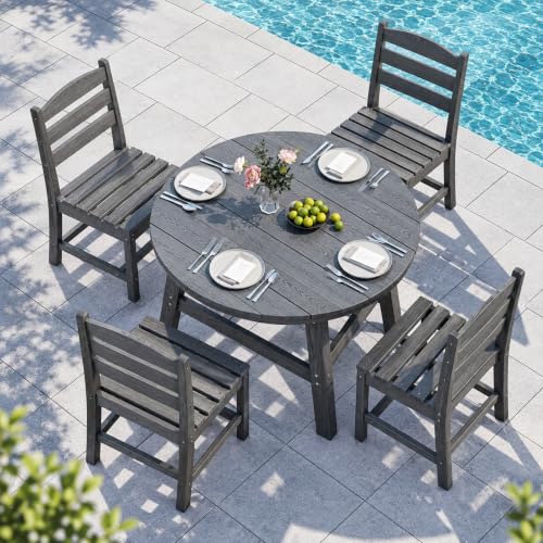 Pamapic Patio Dining Table Set, 5-Piece Outdoor Dining Set for 4, Grey