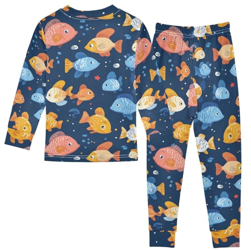 Pajama Sets Long Sleeve Cute Colorful Fish Soft Comfy Sleepwear 2 Piece PJS 3-8T3