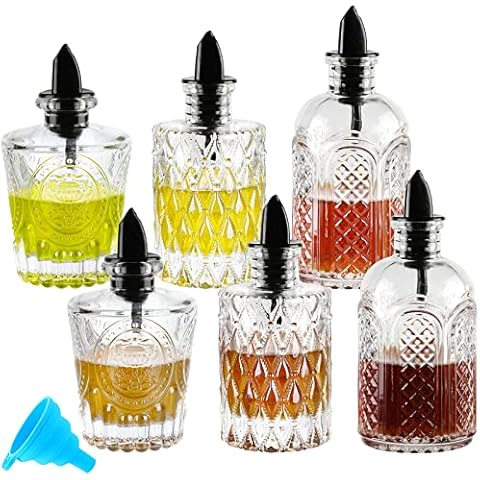 Syrup Bottle Set of 6 - Syrup Dispenser with Leak-Proof Lids Pour Spout Ideal for Coffee Syrups,Honey,Condiments,Olive Oil… Cover