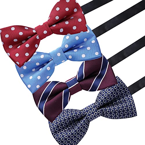 Image of AUSKY 8 PACKS Elegant Adjustable Pre-tied Bow Ties for Men Boys (1&4&5&6&8 Pack for option)