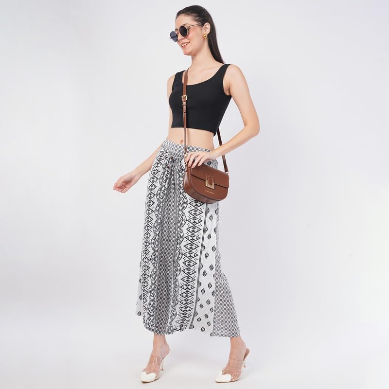 Rabhika Women’s White Patterned Pure Cotton Maxi Skirt, Comfortable Casual Long Skirt for Ethnic & Everyday Wear| 2XL 1