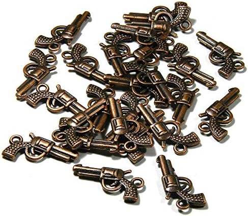 15 Small Metal Revolver Pistol Gun Pendant Charms, Jewelry Making Supplies Plated Pewter Base Metal image 5