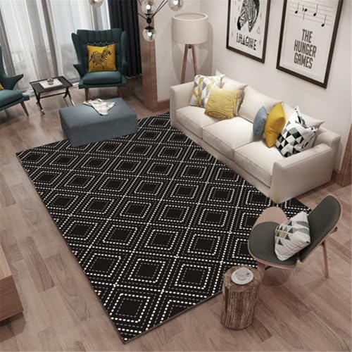 Tapis de sol pour bébé lavable et tapis de salon moderne géométrique noir - 2